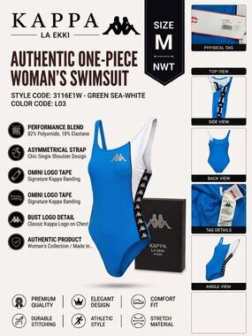 NWT Kappa Authentic La Ekki One Piece Swimsuit Women's Size M
